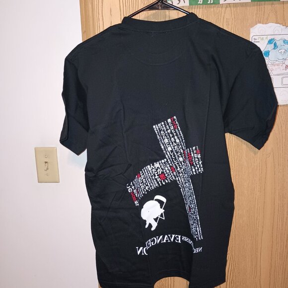 NEW Neon Genesis Evangelion T-Shirt Sitting with Cross Black Large UNISEX - Picture 7 of 11